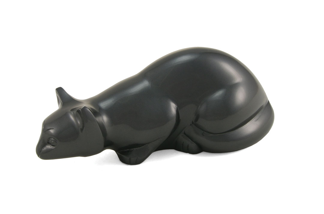 Sculpted Cat Urn Pouncing Slate Image